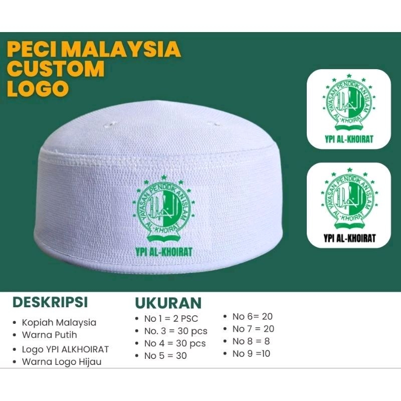 BISA Bordir custom Kopiah malaysia | Peci malaysia | Songkok malaysia tebal lembut semi kaku