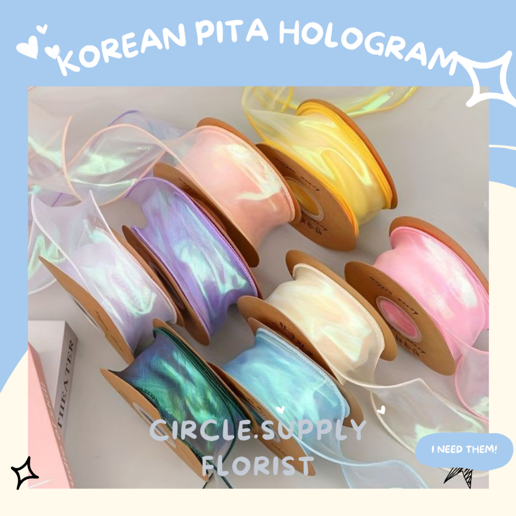 

Korean Pita Hologram 4 cm | Pita Kado Buket Bunga Curly Hologram - [ROLL 9 METER]