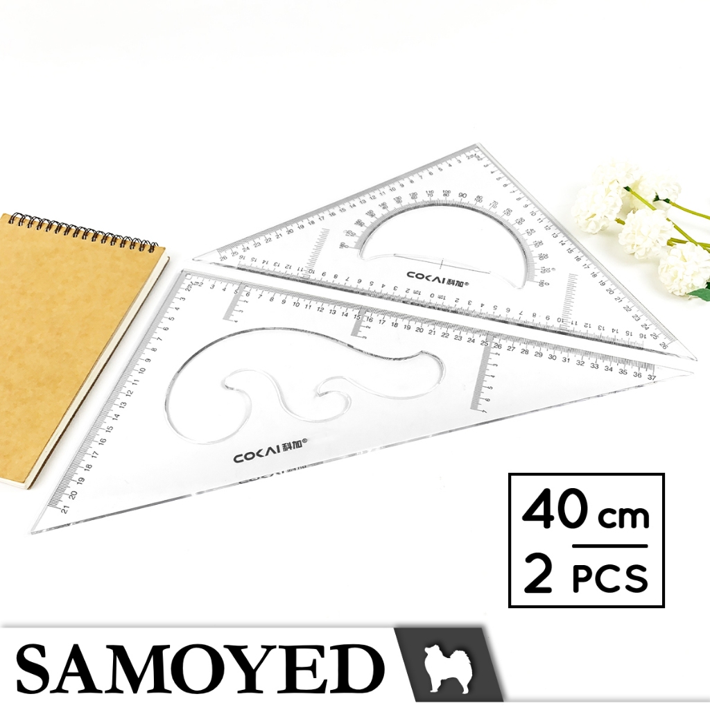 

SAMOYED RLS-KJ-1240 Penggaris / Mistar Segitiga / Busur Derajat / Mal Pola Lengkung / Kurva / Wayang / Jahit Transparan / Bening / Transparent / Clear Triangle / Triangular Ruler / Protractor / French Curve Set 40 cm