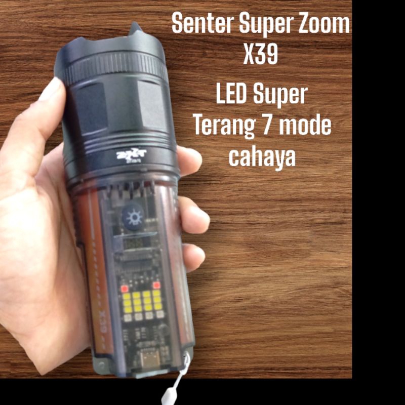 SENTER LED X39 60WAT Super ZOom 7mode Cahaya Super Terang