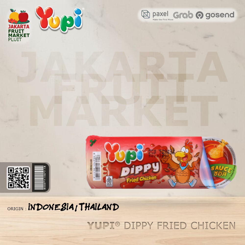 

YUPI DIPPY FRIED CHICKEN permen viral bentuk ayam goreng tepung dengan sauce