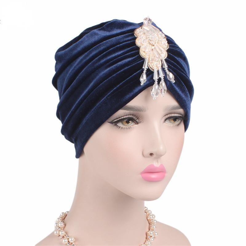 Turban Dewasa Turban Instan Beaded Turban Head Wrap Hat Dewasa Pesta -