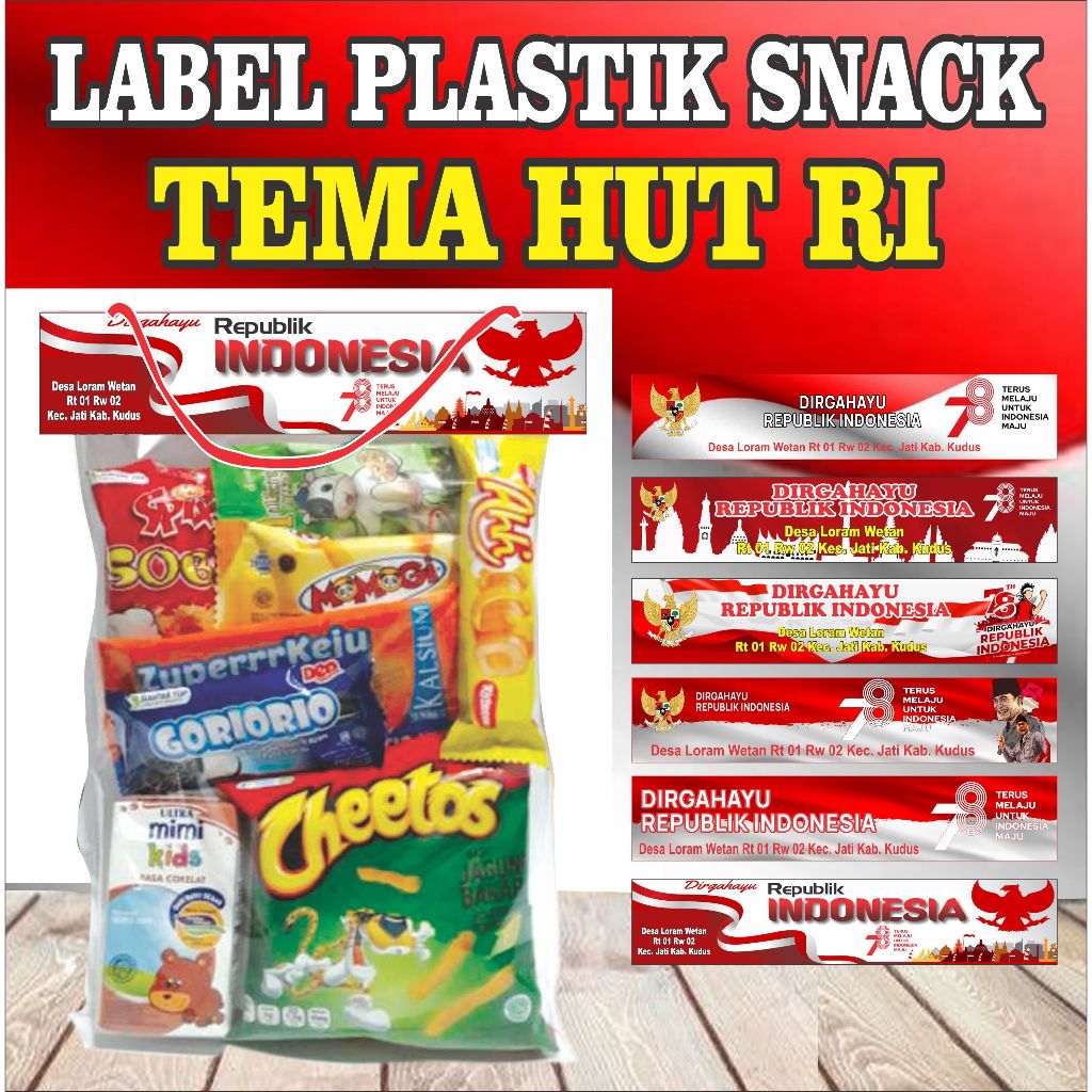 

LABEL SNACK PLASTIK TEMA HUT RI - KEMERDEKAAN RI