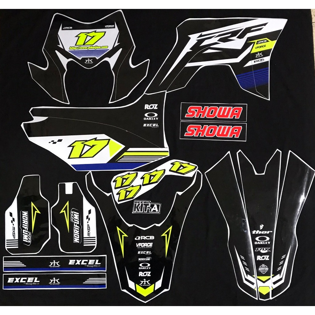 Decal Sticker Honda CRF Full Body Dekal Stiker CRF150 MOTIF SIMPLE CRF Hitam Biru Kombinasi Hijau St