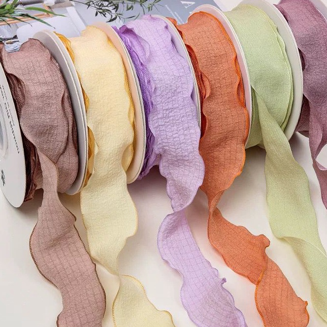 

KP8 1ROLL9METER Korea Ribbon Wave Pita buket bunga Pita kado Flower bouquet ribbon roll