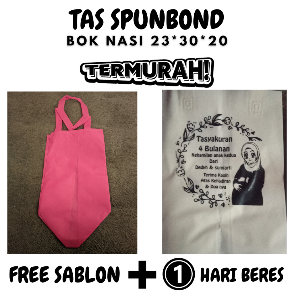 

Tas Box Nasi / Tas Spunbond 75GSM free Sablon