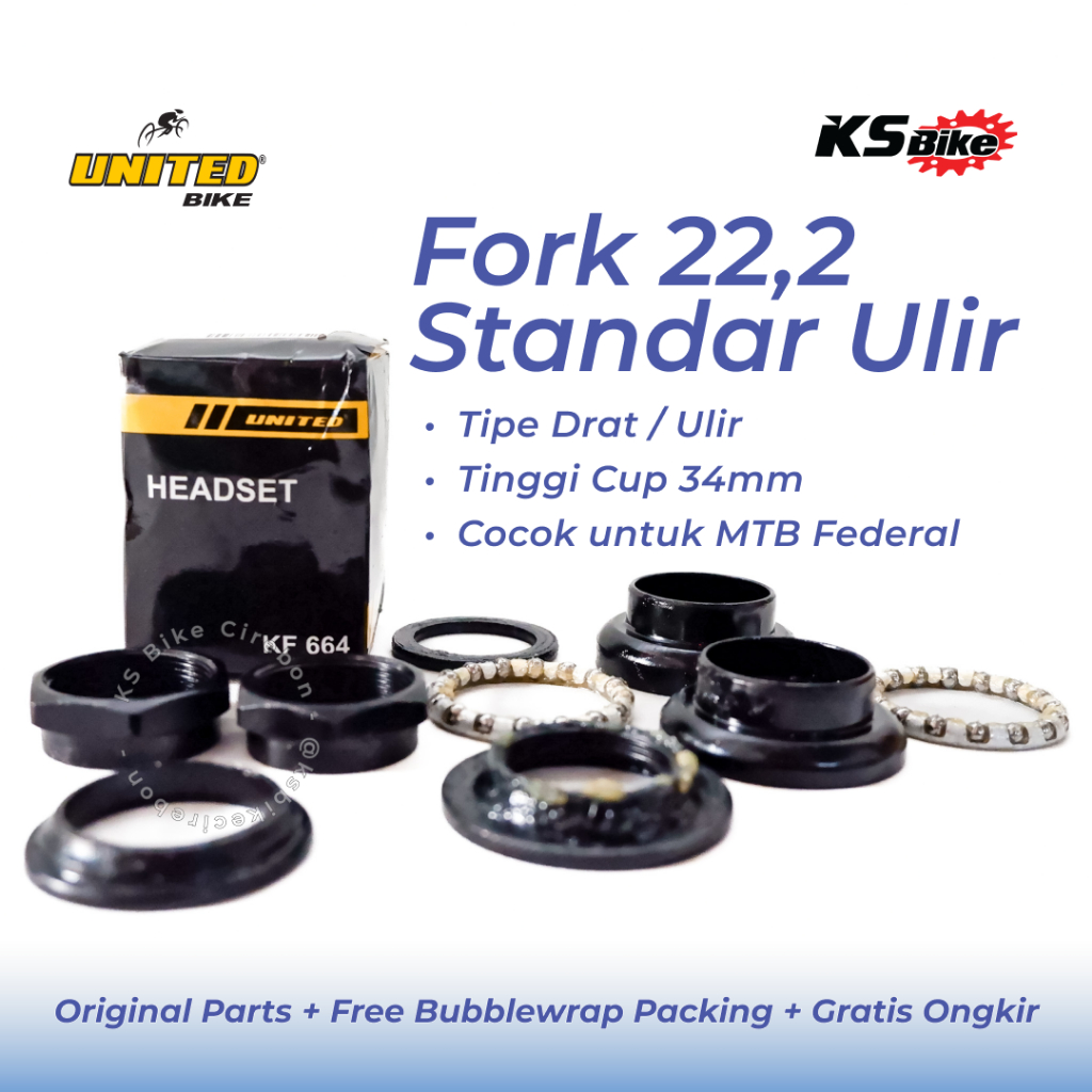 Headset Sepeda United KF 664 22.2mm Standar Kom Fork Kom Stir Sepeda Standar Headtube Size Standar P