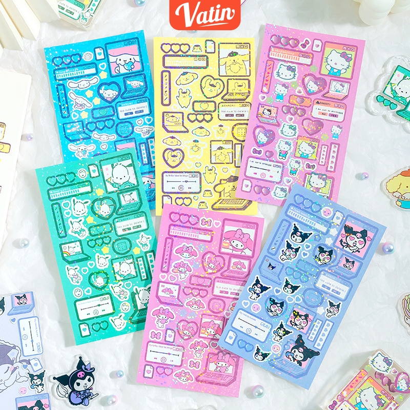 

San-rio Laser Sticker /Sticker Aesthetic Design DIY/Sticker Anti Air Botol Hp Laptop Lucu / Buku Diary Sticker Motif -Vatin_Shop
