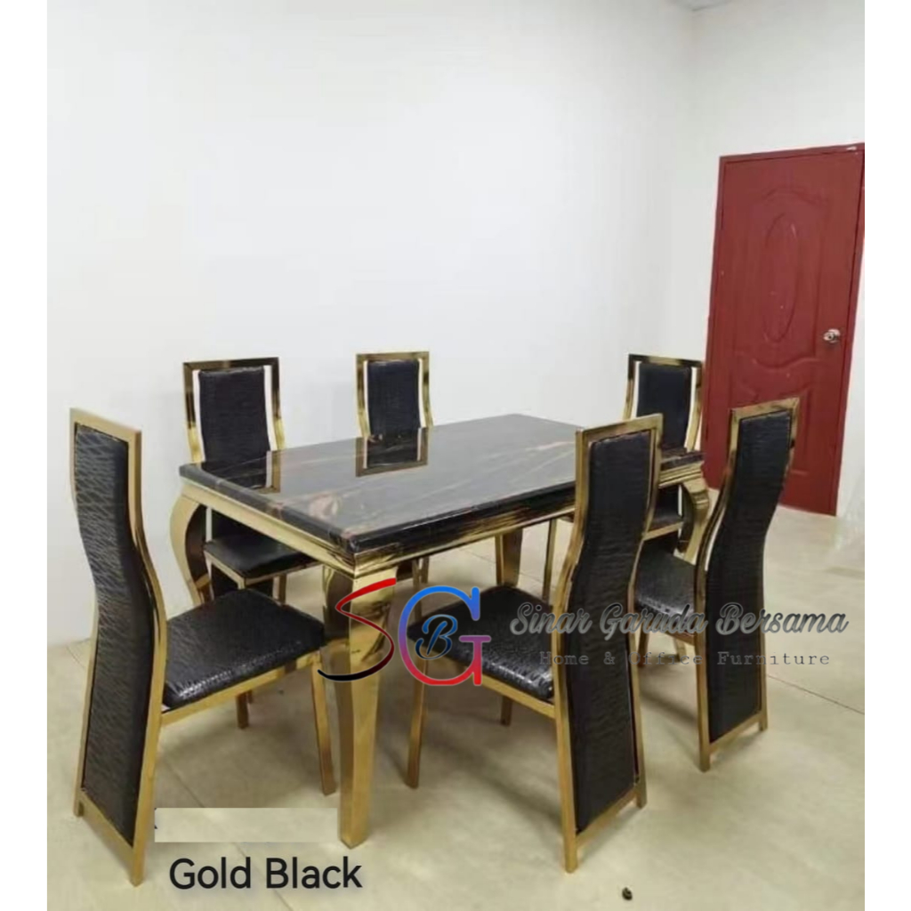 MEJA MAKAN 6 KURSI MARMER / MEJA MAKAN MEWAH 6 PERSON / MEJA MAKAN PREMIUM CLASSIC / SET MEJA MAKAN 