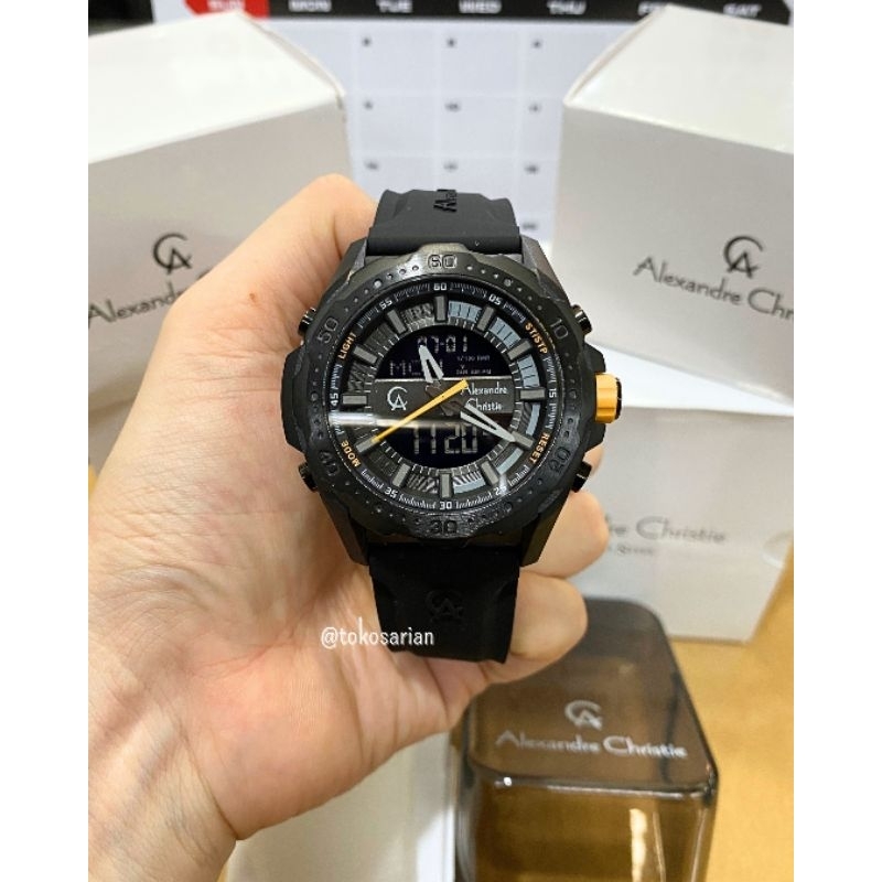 Alexandre Christie AC 9370 MH Original Bergaransi Jam Tangan Analog Digital Pria