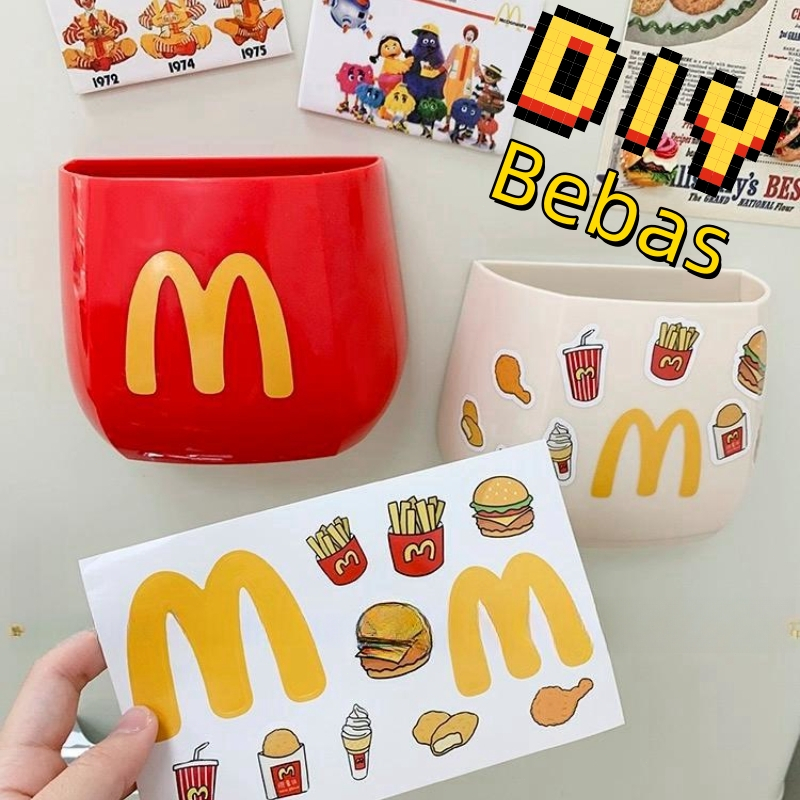 【Ada stiker】McDonald's rak magnet kulkas alat tulis penghuni pen kotak penyimpanan tempel magnetik /