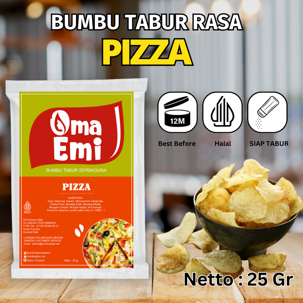 

Bumbu Tabur Rasa {PIZZA} / {PIZZA} 25gram / Bumbu Tabur Aneka Rasa / Bumbu Tabur Keripik