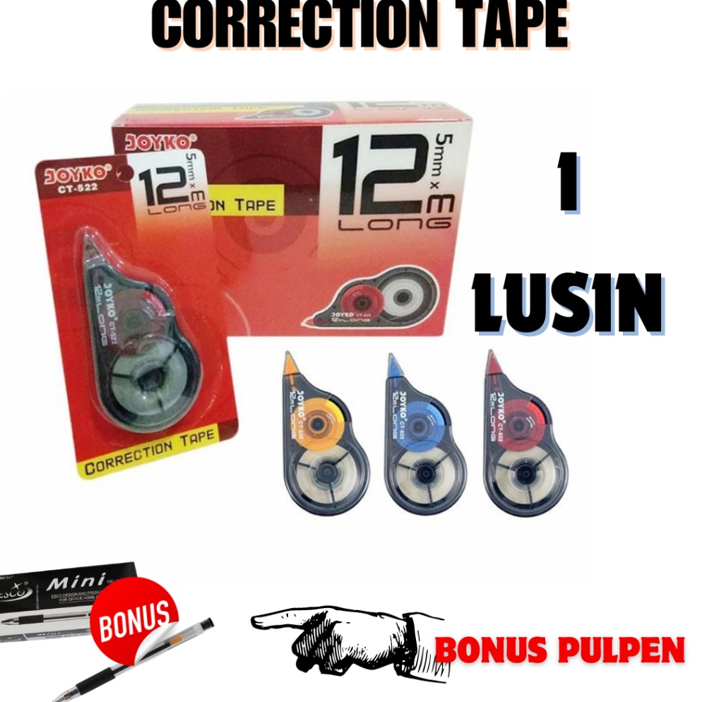 

1 Lusin Free Pulpen Tip Ex Roll Correction Tape Joyko Ct 522 Tip Ex Kertas Toko Gemilang KODE A2S7