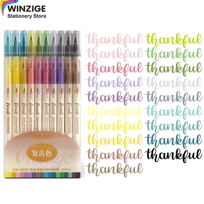

KODE H9L7 Winzige 2Pcs Brush Pen Set Calligraphy Brush Lettering Aesthetic Vintage Warna Warni Brush Marker Pena Kuas Warna Pulpen Pena Kaligrafi Coloring Markers
