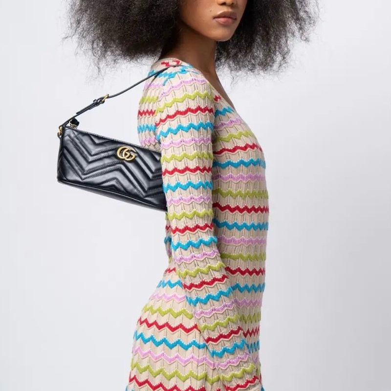 Original Gucci GG Marmont Shoulder Bag in Embossed Leather