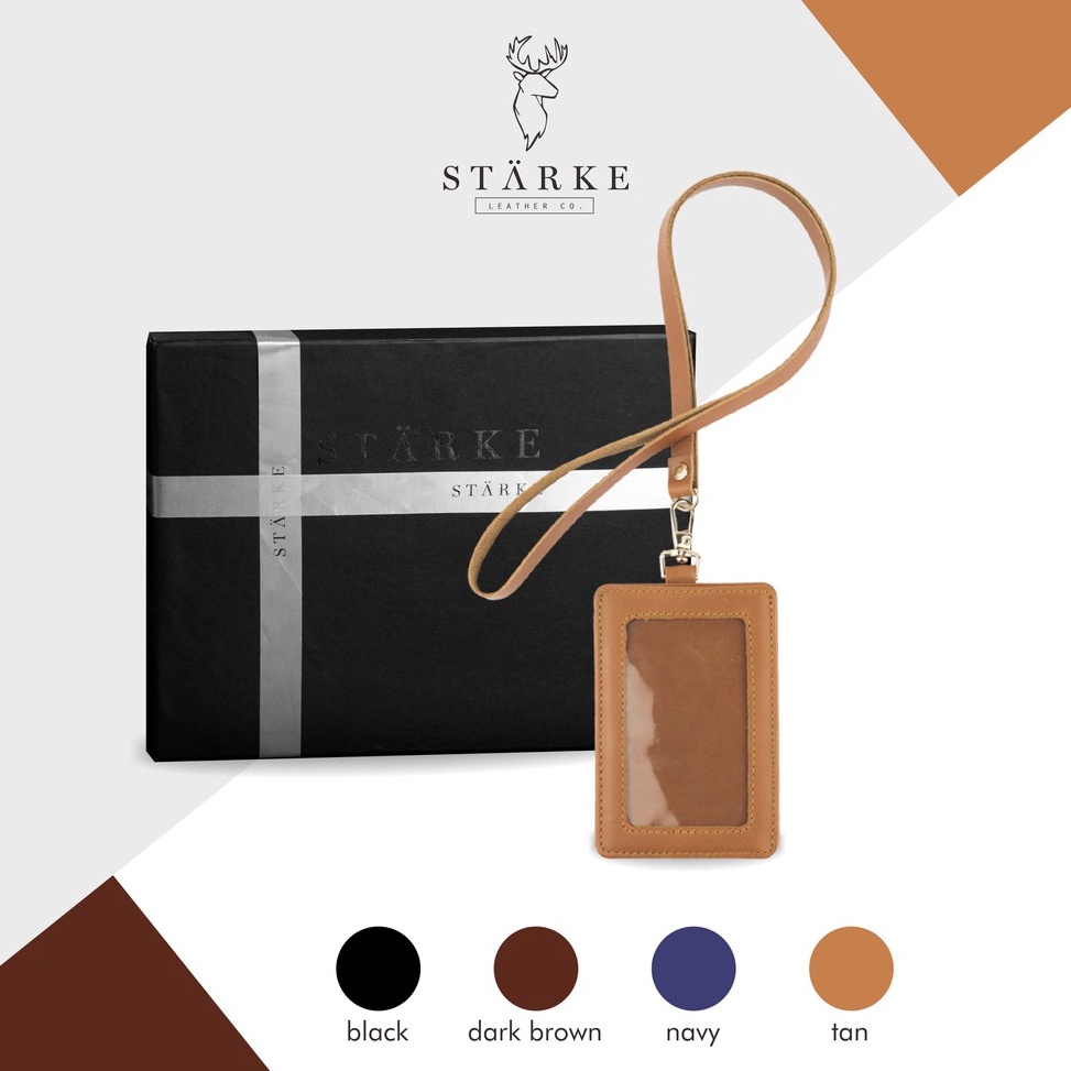 

Starke Leather ID Card Holder Lanyard Nametag Kulit Hustle Hog KODE D2D5