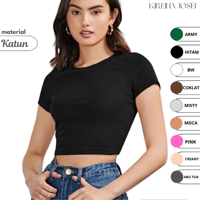 Baju Crop Top Polos Kaos Wanita Crop Tee Press Body CT 001 (S,M,L,XL)