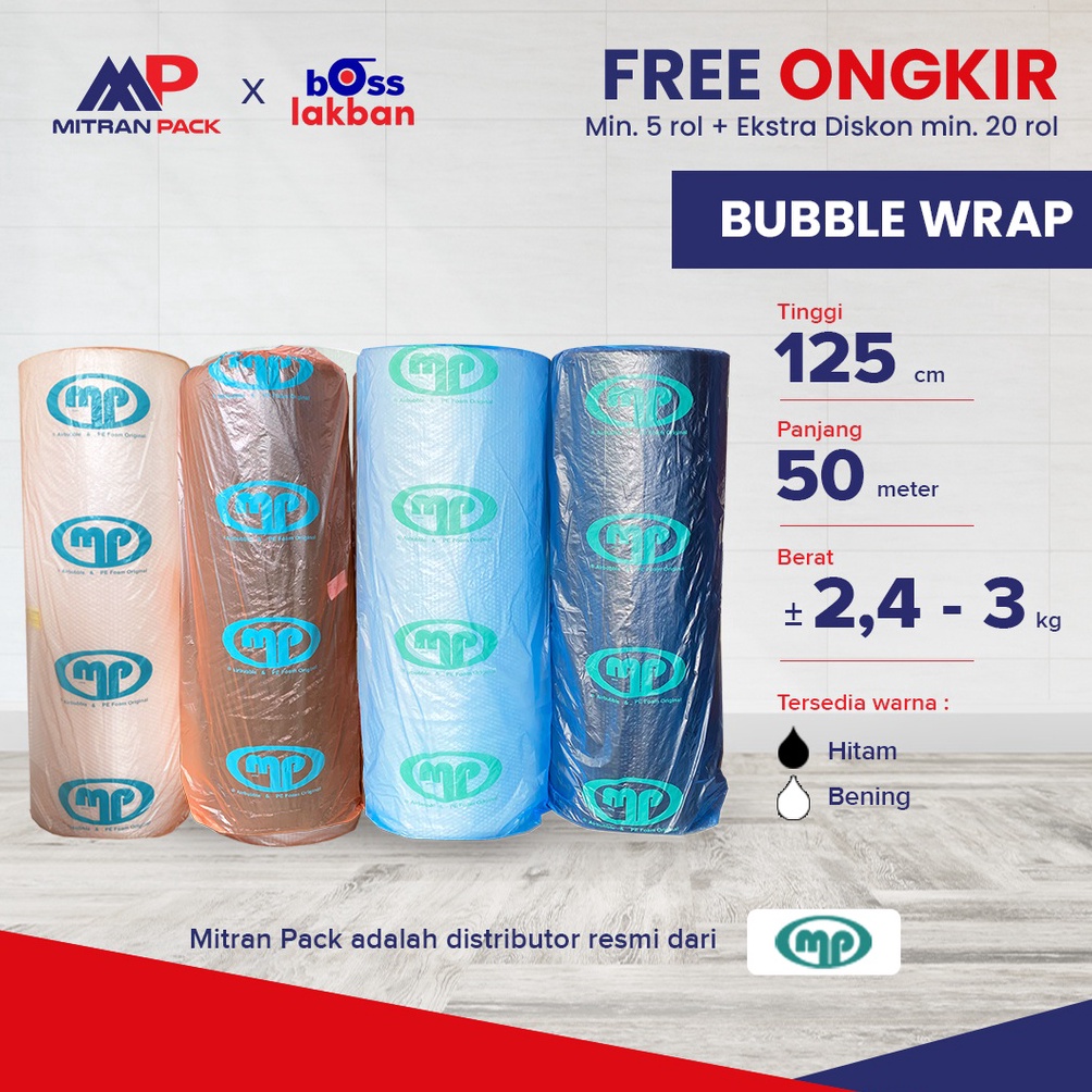 

Bubble Wrap Muliapack 125 cm x 5 meter Hitam Bening KODE V3I1