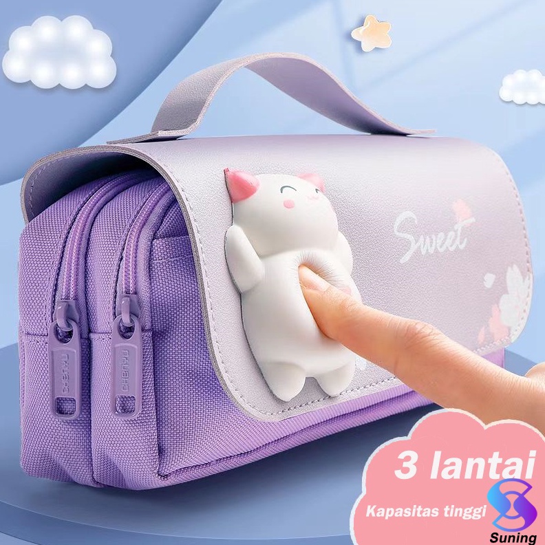 

Kotak pensil dekompresi perempuan lucu lembut lucu anakanak siswa sekolah dasar berkapasitas besar dengan dekompresi multifungsi gadis super imut jantung 3D net merah ins pasang siswa sekolah menengah pertama Jepang kecil segar anak lakilaki dan peremp