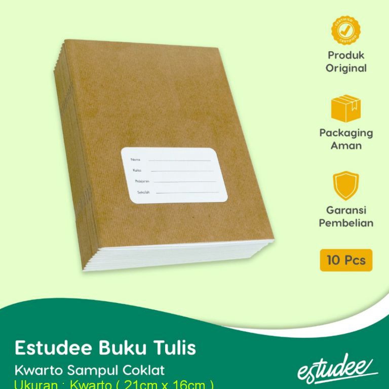 

Buku Tulis Estudee A5 Kwarto 58 Sampul Coklat Isi 1 KODE X4F1