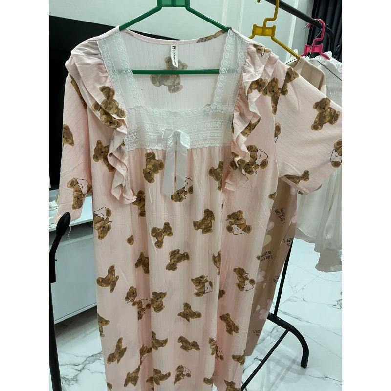 daster renda bear pink new