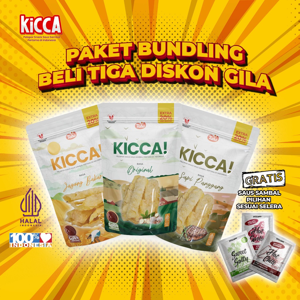 

KERIPIK SAOS SAMBAL KICCA SNACK Rasa Jagung Bakar Sehat Pilihan Nikmat 300g