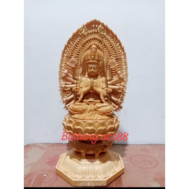 patung dewi kwan im/kwan in/ seribu  tangan/cien so-28cm kayu
