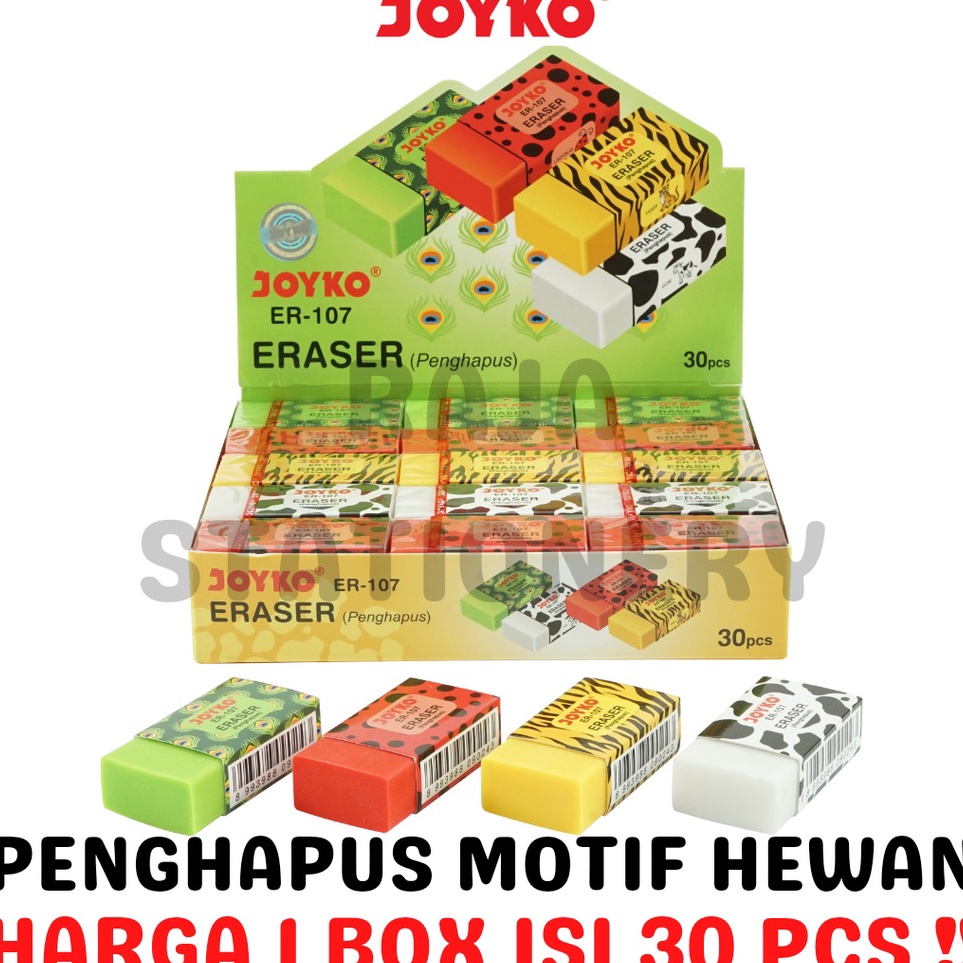 

JOYKO ERASER PENGHAPUS JOYKO MOTIF HEWAN BINATANG LUCU ER17 3PCS KODE J6K8