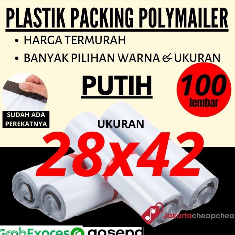 

KODE Y8T4 Plastik Packing Polymailer 28x42 Putih Amplop Packing Termurah