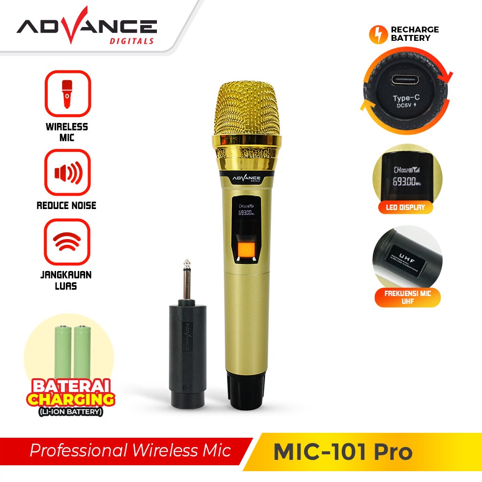 Mic Advance 11 Pro New Mic UHF Single Mikrofon Bergaransi Resmi 1 Tahun m V5M8