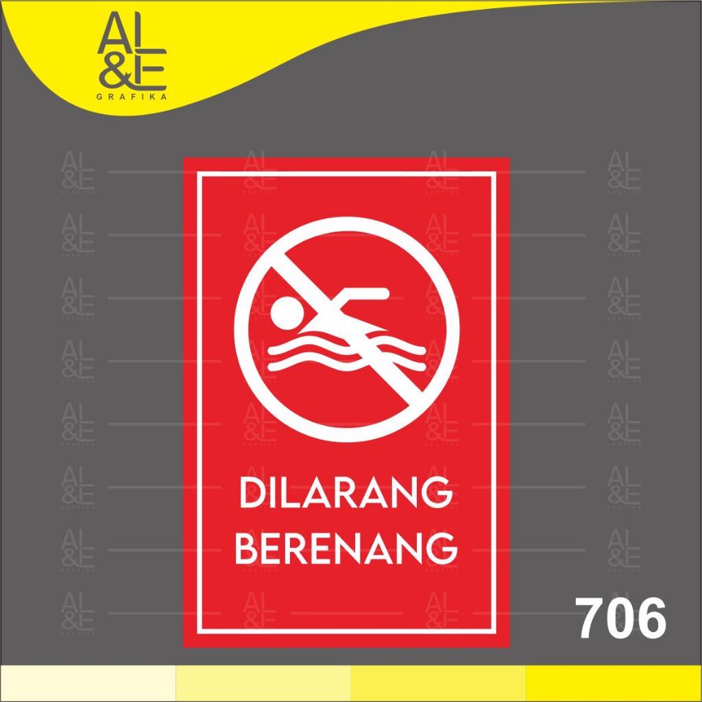

706 - Stiker Dilarang Berenang, Sticker Vinyl, Premium dan Tahan Air