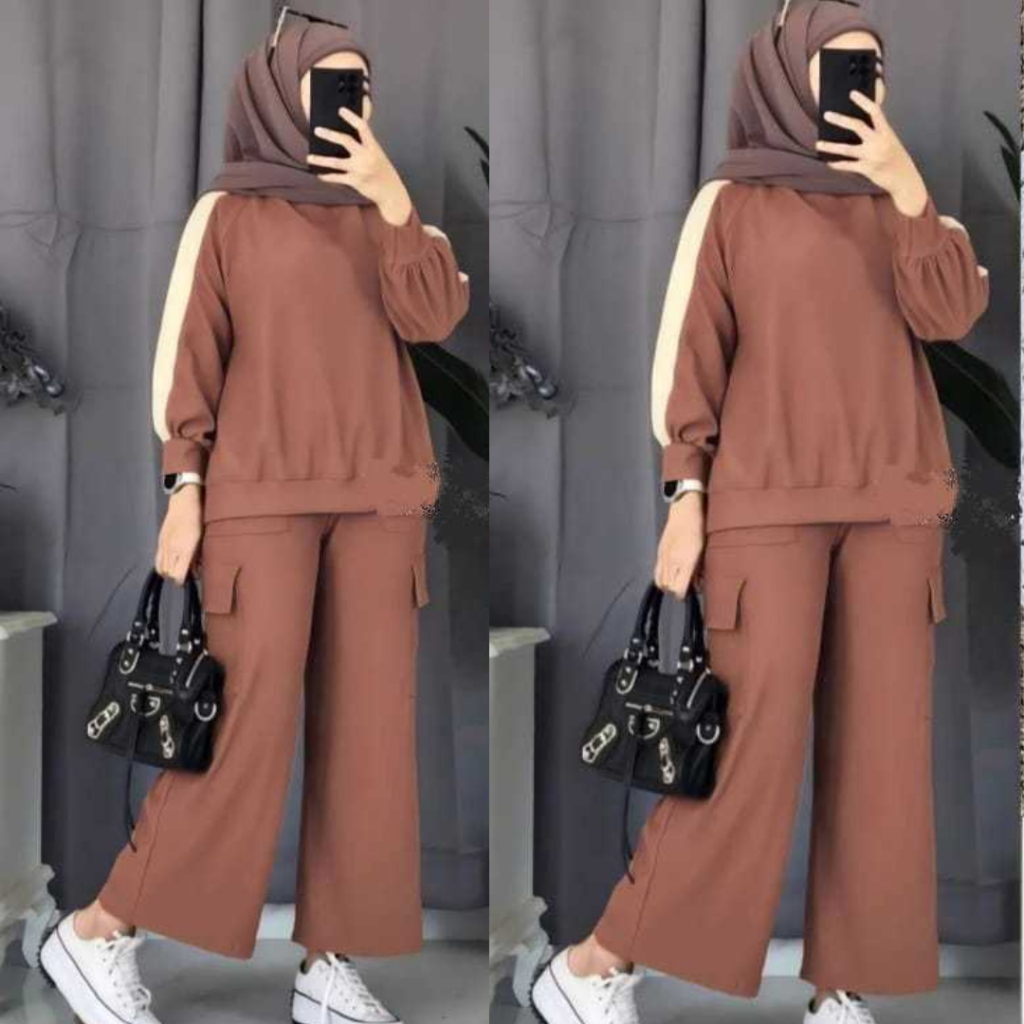 Setelan Cargo Ziza | Setelan Cargo Wanita Remaja Dewasa | Set Atasan Celana Cargo