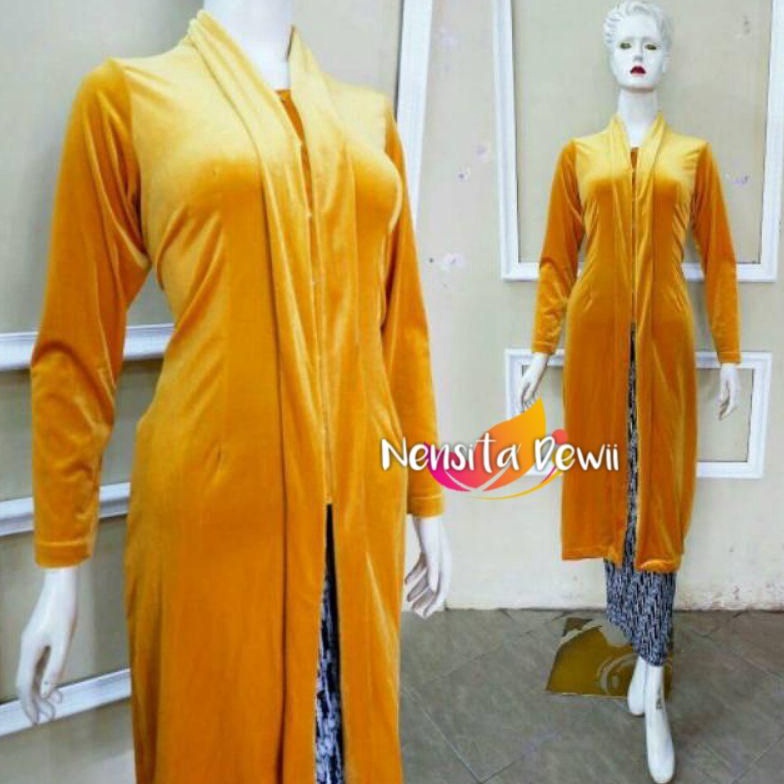 KODE H54V Kebaya Kartini Leher V  Body Panjang  Kebaya Bludru Kartini