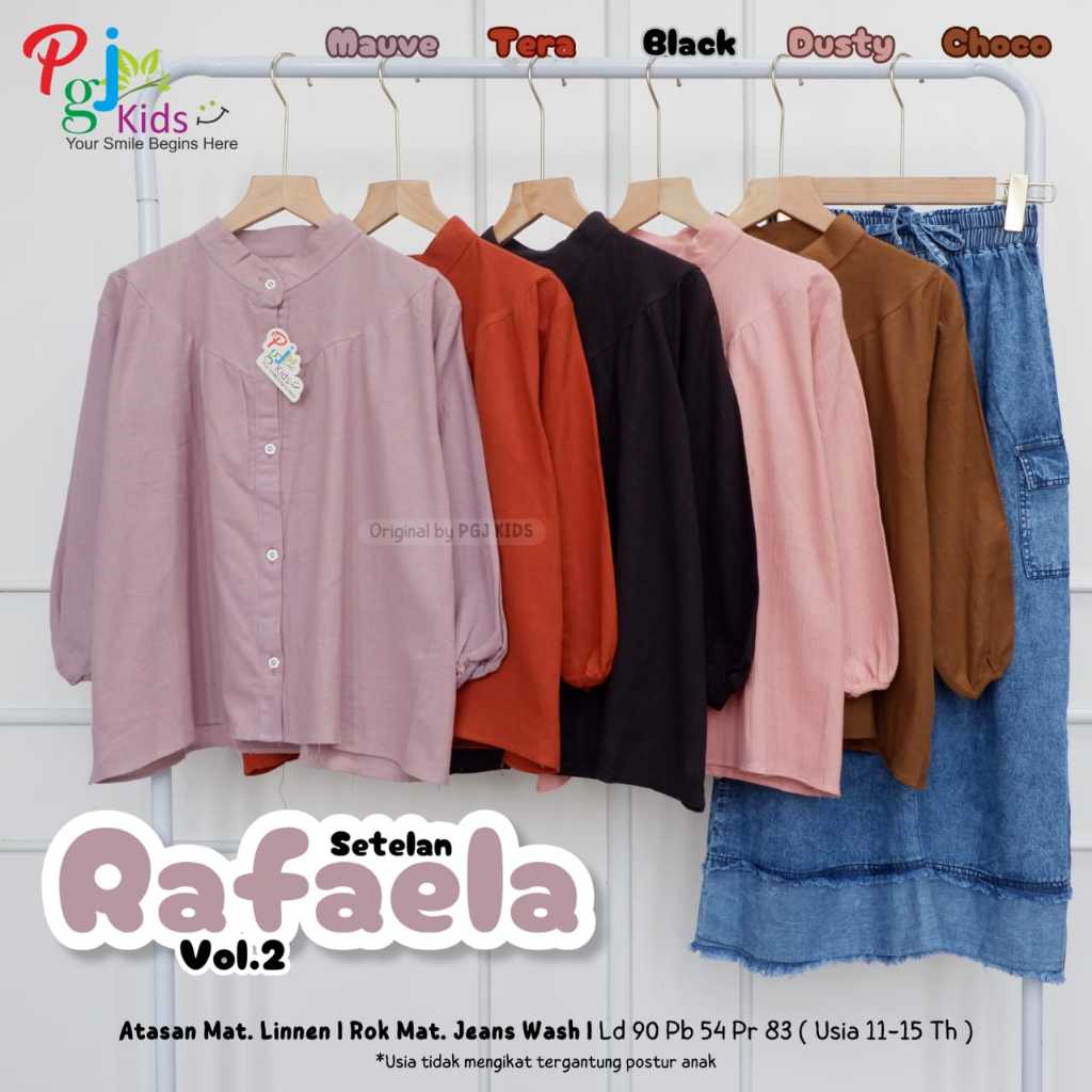 setelan rok jeans anak perempuan remaja tanggung 11-15 tahun rafaela set ori pgj kids