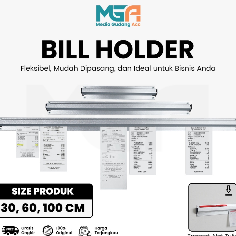 

BILL HOLDER CAPITAN NOTA STAINLESS RECEIPT HOLDER PENJEPIT KERTAS BON BILL KODE I6M5