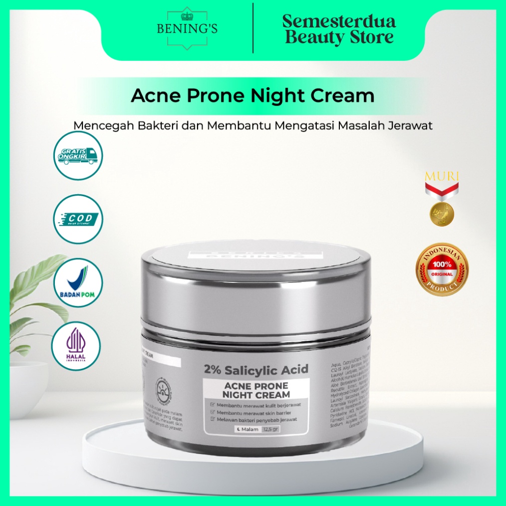 KODE J27P Acne Prone Night Cream Bening Skincare Dr Oky Pratama  Perawatan Kecantikan Krim Wajah Ber