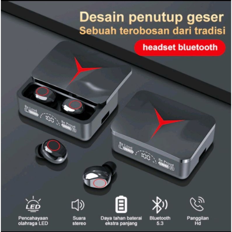 HEADSET TWS M 90 BLUETOOTH FULL BASS BISA POWERBANK