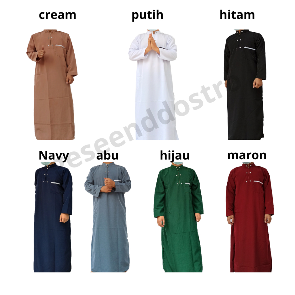 Jubah Gamis Pria Dewasa Lengan Panjang Manset Bahan bestway Premium Kancing Motif dan resleting NAVY