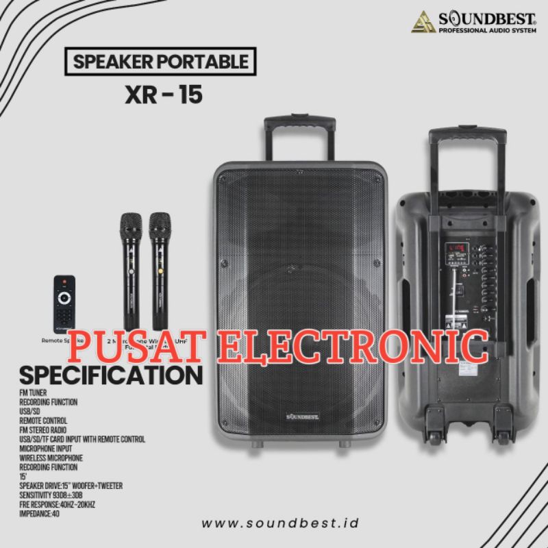 Speaker Portable Soundbest XR15 Original Speaker Soundbest 15inch Garansi resmi