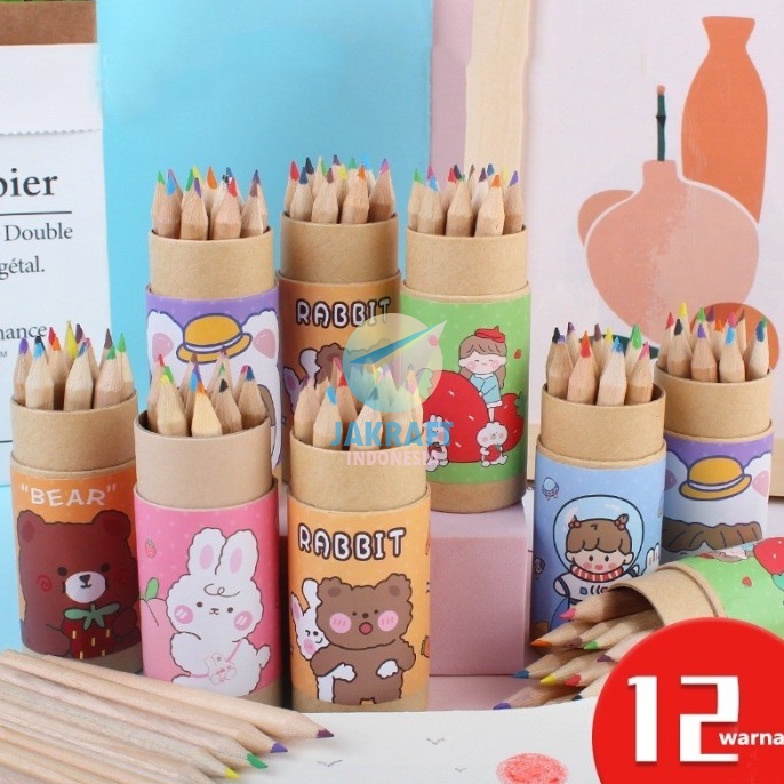 

SPECIAL PROMO 12 Pcs Pensil Warna Tabung Pendek 12 Warna BEIDI STAR HC11 Murah Berkualitas Aman Non Toxic Lucu