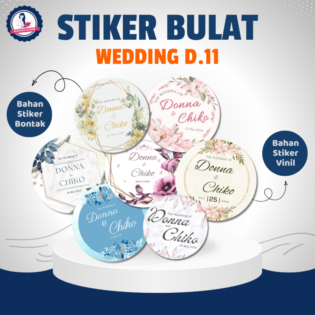 Stiker bulat wedding pernikahan custom / stiker vinil transparan souvenir engagement thank you Label