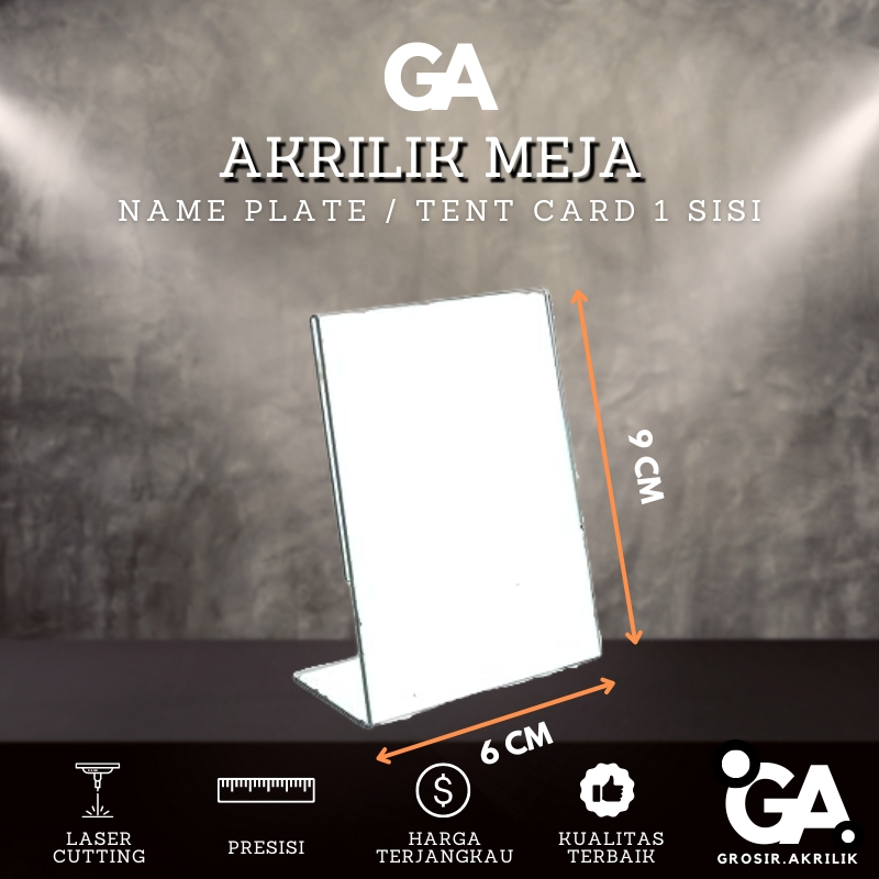 

Akrilik Meja / Tent Card / Kartu Nama / Name Plate Portrait 9x6 cm
