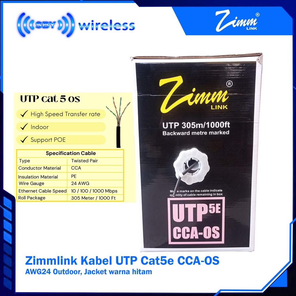 Kabel UTP CAT5e OUTDOOR CCA OS ZimmLink AWG24 Zimm Link m B5I8