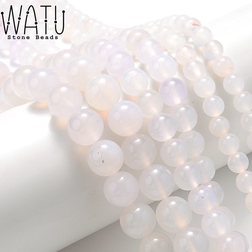Grosir Manik Manik Batu Alam White Jade Agate Kuarsa Alami
