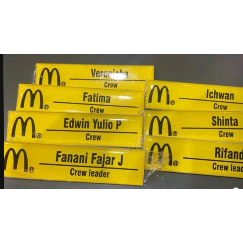 

Name Tag/ Nama Dada Khusus Mc Donald