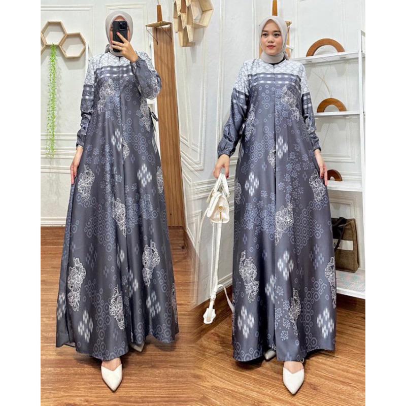(Mr Gamis) Baju Wanita Terbaru Gamis Silk Motif Mewah Busui Fiendly Ready Jumbo Ukuran 6L