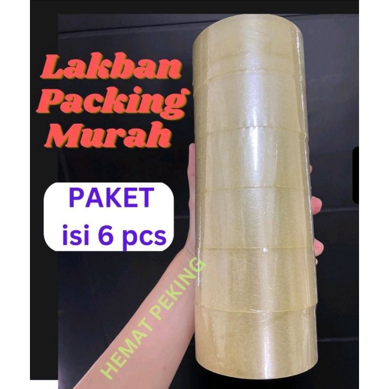 

READY STOCK Lakban Bening Murah Transparan Plakban CLEAR isi 6 pcs