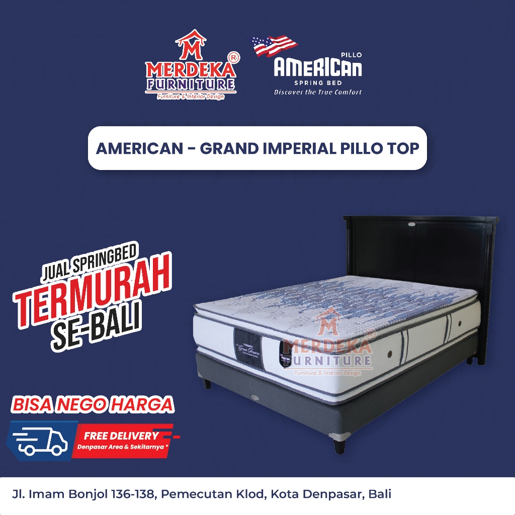 Kasur American ~ Grand Imperial Pillo Top | Spring Bed 160x200|