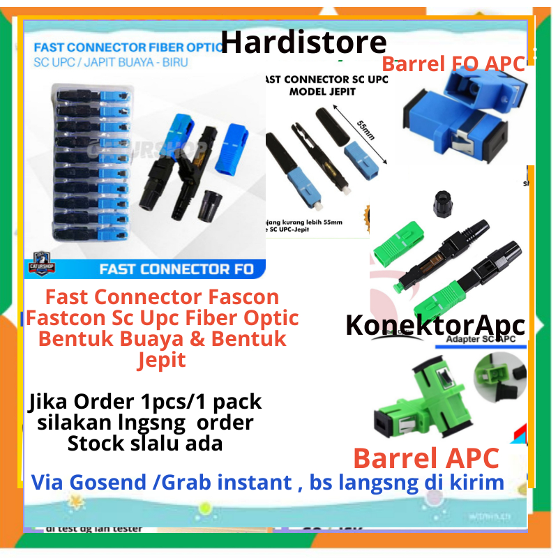 Fast Connector Fastcon Sc Upc Fastcon APC Buaya & Jepit Fiber Optik Barrel UPC FO Barrel APC - Fastc