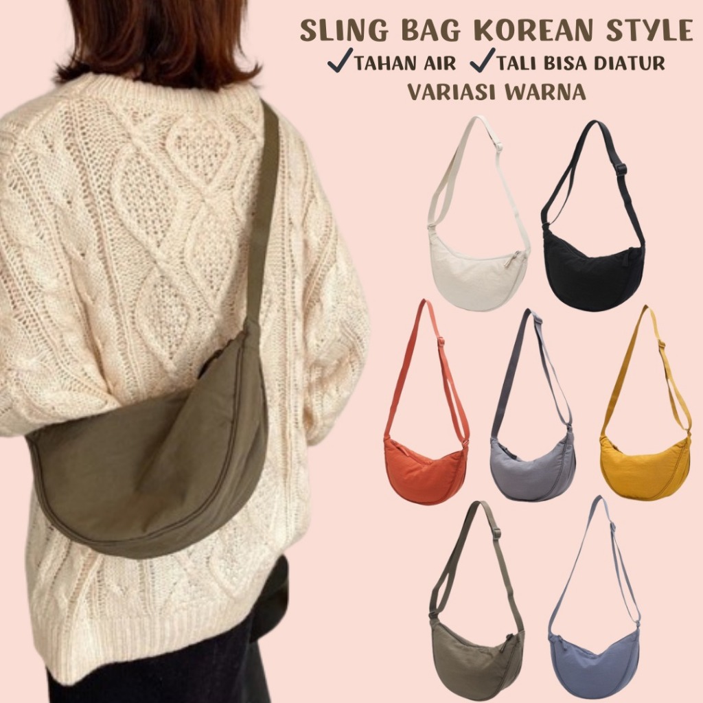 Waist Bag Tas Bahu Selempang Sling Bag Half Moon Round Ala Uniqlo